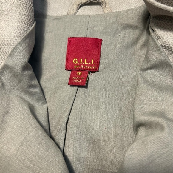 G.I.L.I Got To Love It Gray Leather Cascade Waterfall Blazer Sz 10 - Picture 10 of 13